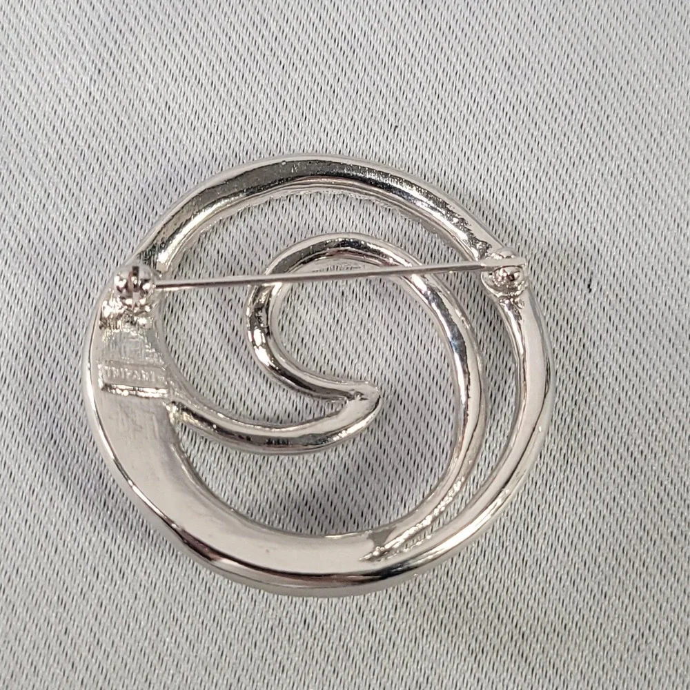 Trifari Silver Tone‎ Swirl Brooch Vintage Textured Spiral Swirl Openwork Pin